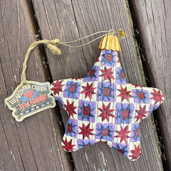Jim Shore Christmas  Ornament Star Heartwood Creek Multicolor Patchwork ￼2004 - Picture 1 of 9